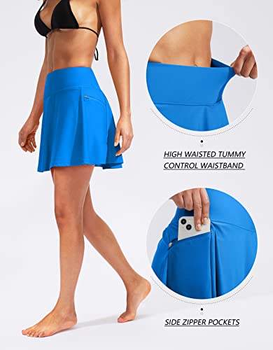 Image of Kayrth Women's High Waisted Swim Skirt with Zipper Pockets Tummy Control Bathing Suit Swimsuit Tankini Bottoms