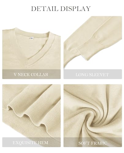 Image of Women's Spring Sweaters 2026 Casual Long Sleeve Pullover V Neck Lightweight Sweatshirts Cute Blouse Tops