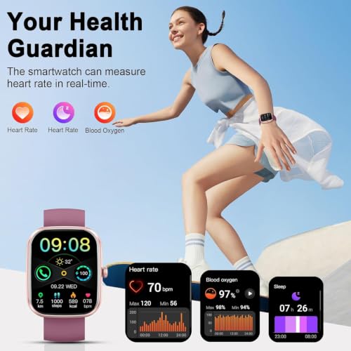 Image of Smart Watch(Answer /Make Call), 1.91 inchHD Smartwatch for Men Women with Heart Rate /Sleep Monitor /Pedometer /Calories, 113+ Sports Fitness Watch Tracker, IP68 Waterproof Step Counter for Android iOS-Wine