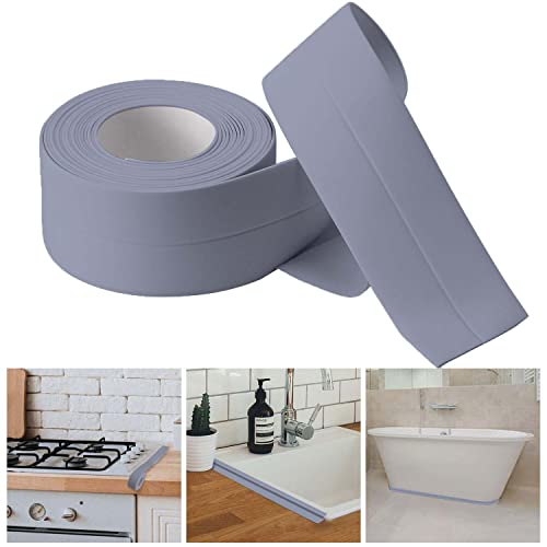 Image of Bath & Kitchen Caulk Tape Sealant Strip,PVC Self Adhesive Tub and Wall Sealing Tape Caulk Sealer,Caulk Strip,sealant Tape,Shower Tile Sealer Adhesive sealant （Silver）