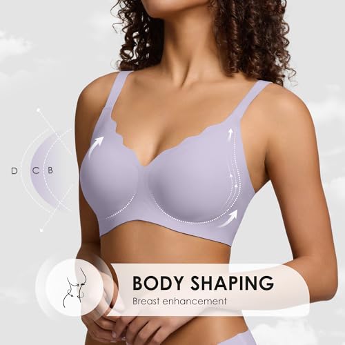 Image of Seamless Wireless Bra for Women with Support - No Underwire Full Coverage Push Up Comfort Bras - Back Fat Smoothing Bralette