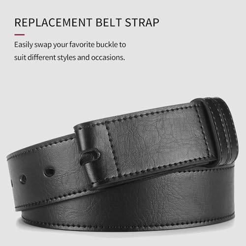 1-1/2" (38mm) Leather Belt Without Buckle Hook and Loop Belt Strap for Interchangeable Buckles4