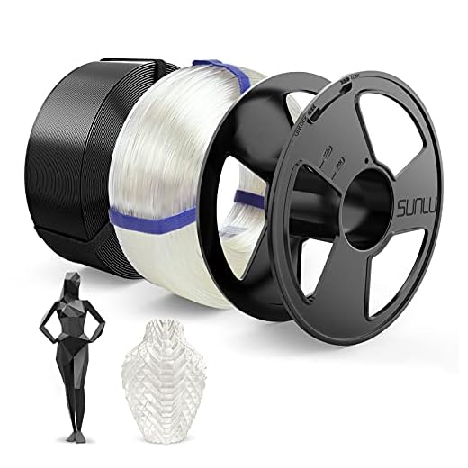 SUNLU Filamento PETG 1.75mm, PETG Filamento Impresora 3D, Reutilizable MasterSpool, Precisión Dimensional +/- 0.02mm, PETG 2kg, 1kg Spool, 2 Paquete, Negro+Transparente