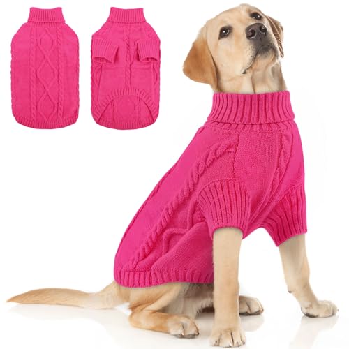 Image of Queenmore XXL Dog Sweater,Classic Knit Big Dog Christmas Sweater Turtleneck