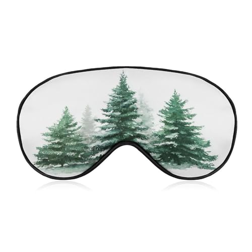 Antifaz para dormir con pinos verdes con nieve para mujeres y hombres, correa ajustable, cubierta de ojos vendados, para viajes, yoga, siesta, trabajo