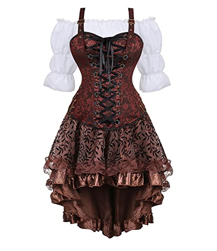 Gothic Mittelalter Kleid Damen - Viktorianisches Korsettkleid Für Halloween