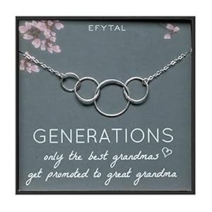EFYTAL Great Grandma Gifts, 925 Sterling Silver 4 Circles Necklace, Gifts for Great Grandma, Four Generation Necklaces for Women, Great Grandparents Gifts