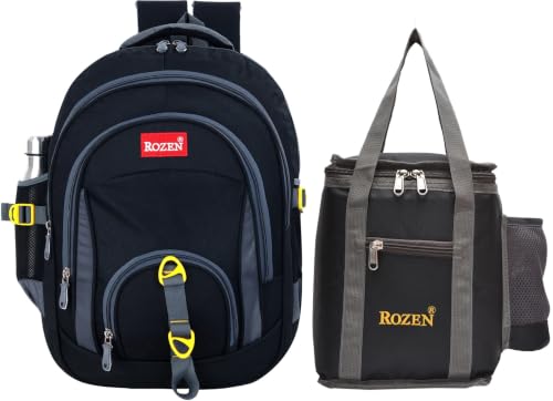 Image of ROZEN LARGE 50 LITERS COMBO SCHOOL & Lunch bag for Class 5-12 Large Multipurpose Backpack for Students, Water Resistant, Unisex Design, Stylish & Durable
