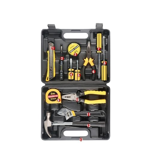 Kit de herramientas manuales en estuche plástico negro miniatura 1