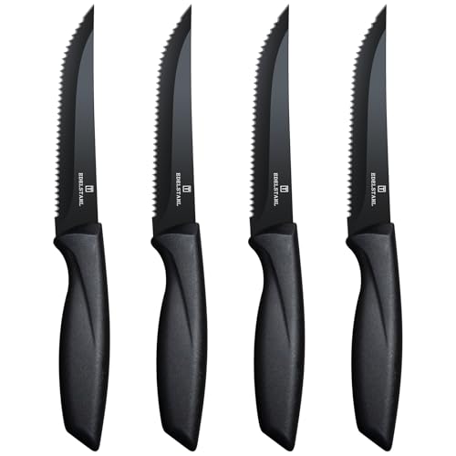 targzier Couteaux à Steak Set de 4,Couteau à Steak en Acier Inoxydable de Haute Qualité,Couteau de cuisine Professionnel,Couteaux de Table Robuste,Set...