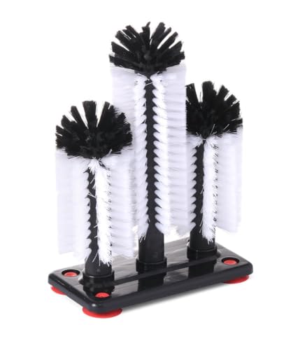 HENDI Gläserspülbürste Hoch Kunstoff mit 3 Nylonbürsten Bodenplatte mit 4 Saugnäpfen 190x100(H) x250mm Polypropylen