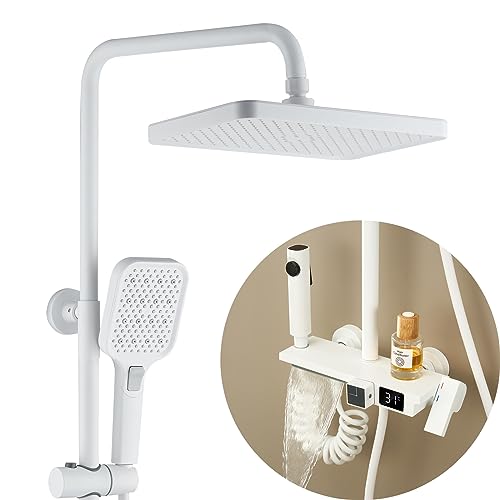 Système de douche thermostatique à clé de piano ensemble combiné effet de pluie