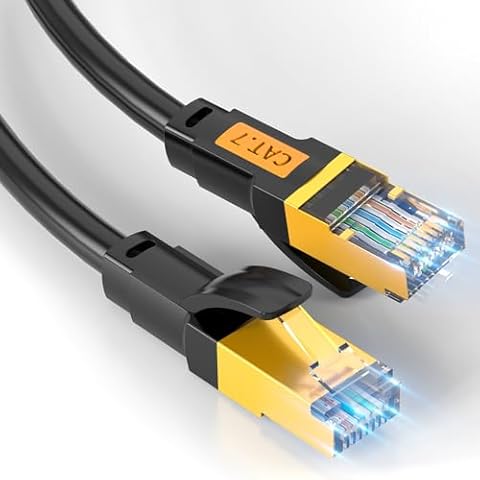 Relper-Lineso RJ45 Cat 7 Ethernet Patch Cable Round, 10Gpbs High-Speed Cable 600MHz, Double-Shielded Ethernet Cord LAN Cable 30Ft Black Network Cables for Laptop, Routers, Printers(30Ft R-B) Cover