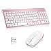 Wireless Keyboard and Mouse Combos USB Ergonomics Thin Compatible with Windows Computers, notebooks, Desktop Computers, Quiet Energy-Saving (Rose Gold)