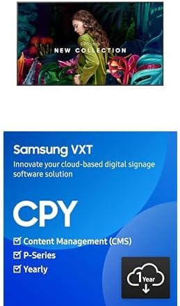 SAMSUNG 65" QBC 4K UHD Display + VXT Cloud Based Digital Signage Player, Content Management Software - P Series, 1 Year Subscription