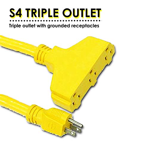 REELWORKS Heavy Duty Extension Cord Reel, 16AWG/3C SJT, Triple Tap, 33'