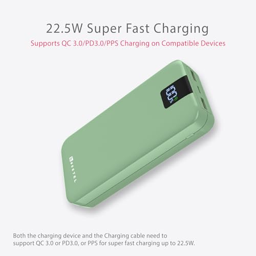 Image of Beetel Volte Series PB20 20000mAh Power Bank 22.5W Fast Charging | Triple Output QC3.0, PD3.0 & PPS | Pass Through Charging | Designed for Apple iPhone, Samsung, OnePlus and All Smartphones | Green