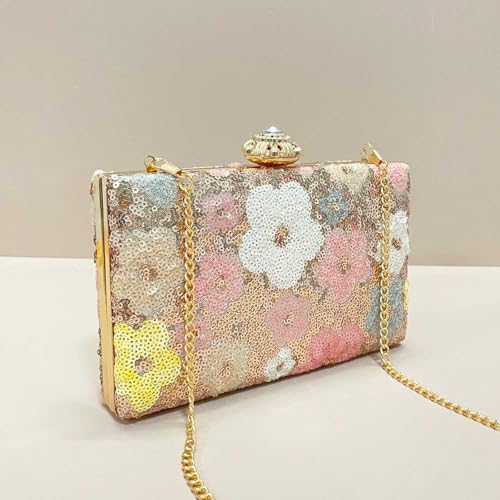 Clutch Purses for Women, Sequins Evening Bag, Hard Box Crossbody Bag miniatura 5