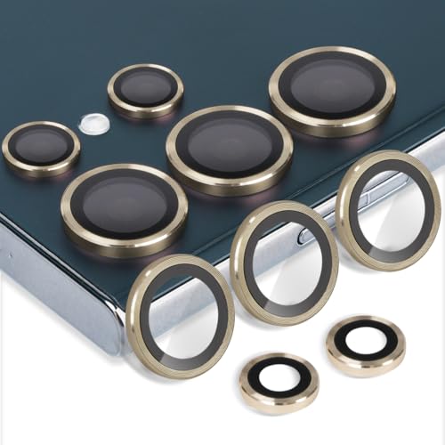 Protecteur d'objectif S25 Ultra anti-rayures avec anneau aluminium doré robuste