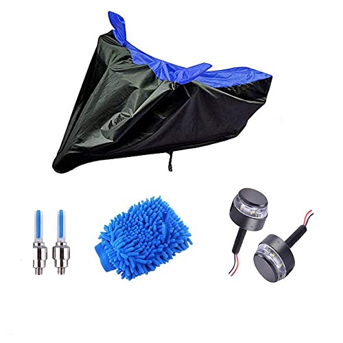 Image of Riderscart All Weather Two Wheeler Care 5 in 1 Grooming Kit Waterproof Two Wheeler for Honda Activa Indoor Outdoor Protection Combo with Handle Bar Light | Tyre Light | Microfiber Glove and Storage Bag