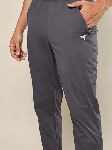 Image of TECHNOSPORT Men Mid Rise Regular Fit Solid Stretchable Joggers, Techno Dry for Regular Use and Sports