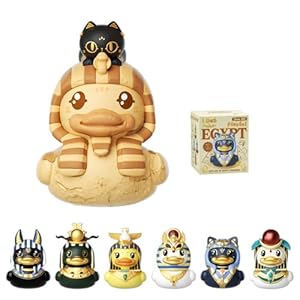 B.Duck x The British Museum Blind Box, Egyptian God Collectible Duck Figurines Series,Home Decorations, Holiday Birthday Gifts (B.Duck x Bastet Series, Single Box)