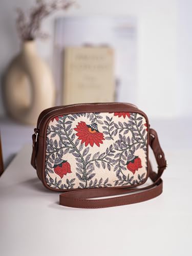 Image of ZOUK Sling Bag | Crossbody Bags for Women | Women's Handbags | Stylish | Vegan Leather Evening Bag | Travel & Office Use | Purse and Wallet | Nawabi Couture