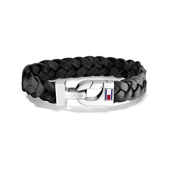 Tommy Hilfiger Men's Jewelry Leather Thick Braided Bracelet, Color: Black (Model: 2700872)