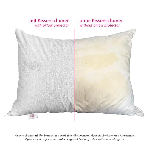 Set of 2 Waterproof Cotton Pillow Protectors with Hidden Zipper. Breathable Pillow Protector, Moisture Protection, Elastic - Image 3