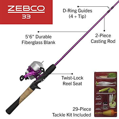 Zebco 33 Spincast Spule und 2-teilige Angelrutenkombination, 15 m Lange langlebige Fiberglasrute mit geteiltem Kork/Eva… – Bild 3