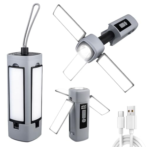 La mejor selección de Linternas volantes - solo los mejores. 45 Linterna LED Recargable Rotación Multiángulo, Lampara de Mano Portátil Tres Hojas Doblar, Linterna de Cámping 2 Modos de Iluminación para Camping, Senderismo, Correr, Uso...