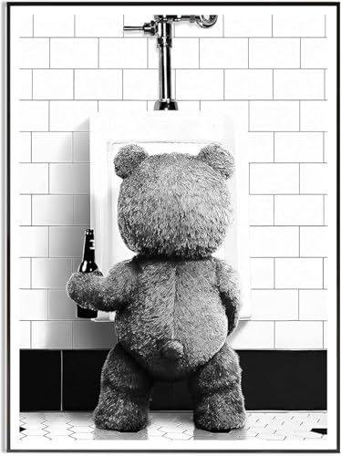 Gxdamxz Affiche Toilette, 30x40cm Poster Humoristique pour WC, Déco Salle de Bain Image Animal Noir & Blanc Sans Cadre
