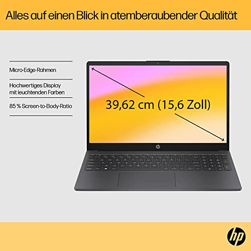 HP Laptop | 15,6" FHD Display | AMD Ryzen 3 7320U | 8 GB DDR4 RAM | 256 GB SSD | AMD Radeon-Grafik | Windows 11 Home | QWERTZ Tastatur | Schwarz – Bild 3