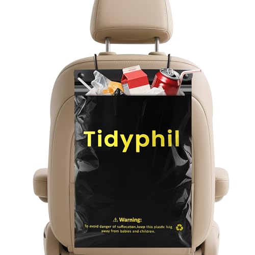50 PCS Disposable Car Trash Bags Hanging Leak-proof Odor Seal. 2 Gallon Car Garbage Bags Big Capacity. Independent of Car Trash Can Easy Stick-On Car trash Bin for Car SUV Truck Stroller. Black