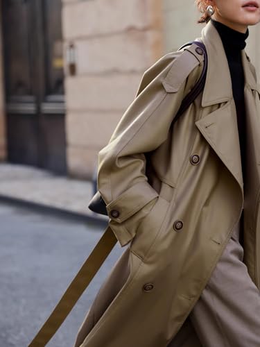 Classic Long Double-Breasted Women Trench Coats with Belt Spring Fall Outerwear Windbreaker Duster Coat for Ladies2