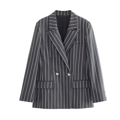 Blazer à Double Boutonnage Allongeant la Silhouette Style Retro