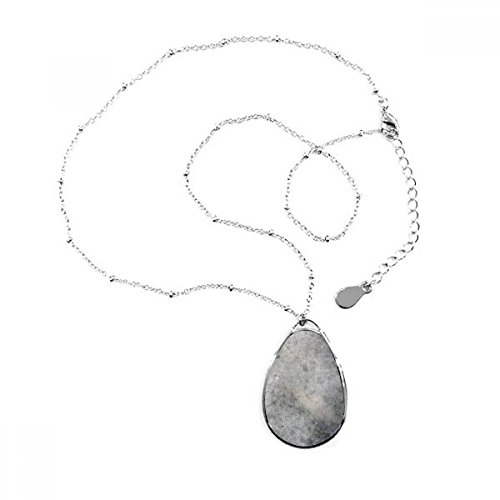 Collier pendentif Teardrop marbre antique divers blanc noir gris motif illustration avec chaîne
