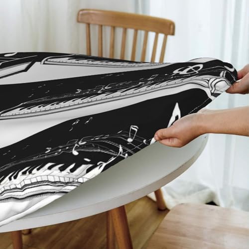 Nappe pour table à manger et extérieur élastique notes de musique