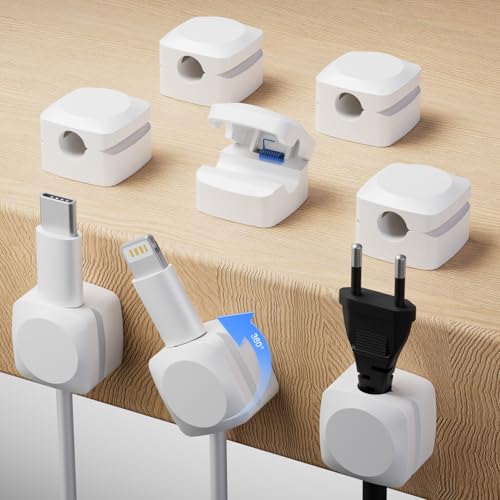 Rotatable Cord Organizer Strong Adhesive Spring Cable Clips (8*White)
