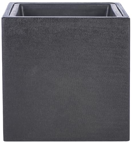 SAFAVIEH Outdoor - Larlen Black Concrete Ficonstone Planter Pot, Frost