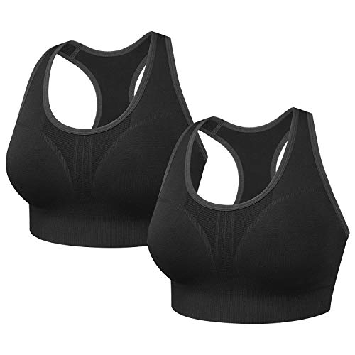 Heathyoga Racerback Padded Sports Bras for Women, Seamless Yoga Bra High Impact Workout