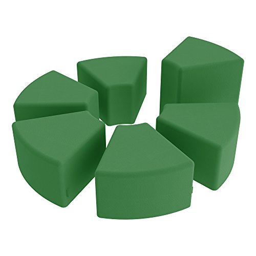 Image of Sprogs 18 inch H Structured Wedge Stool -Flexible Modular Collaborative Soft Seating for Office, Home, Lounge and School Classrooms with Durable Frame & Set of 2 inch Legs Add-on - Green