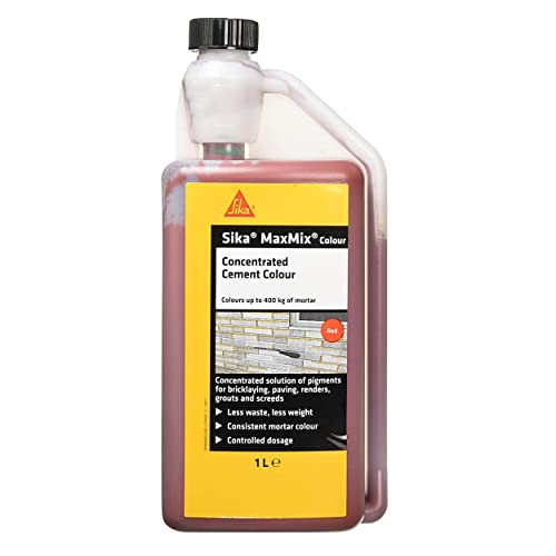 Sika – MaxMix Cement Colour – Concentrated Colourant For Mortars, Rendering, Concrete And Pointing – Easy To Use – Economical – Red – 1 Litre