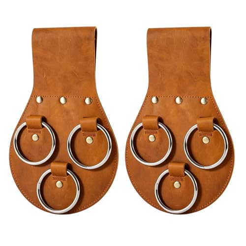 2Pcs Leather Spud Wrench Holder with 3-Ring Crazy Horse Leather Tool Holder