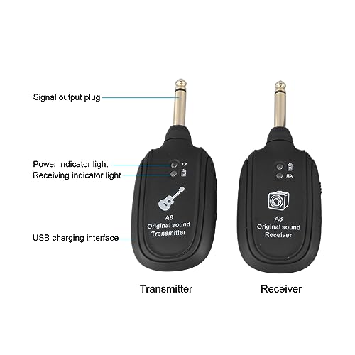 Tyenaza Wireless Guitar System, Preciso sistema de transmisión de audio para guitarra eléctrica inalámbrico con transmisor y receptor miniatura 2