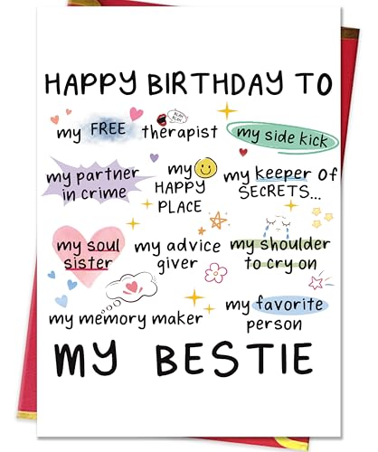 MQMRYeto Funny Birthday Card for Women Sister, Happy Bday Gifts for Bestie, Bestie & Friendship Birthday Card