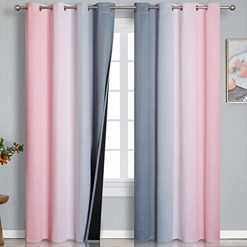 VEHEDE Rideaux occultants dégradés pour salon et chambre à coucher, Rideaux à œillets à isolation thermique réduisant le bruit pour décoration intérieure, 132 x...