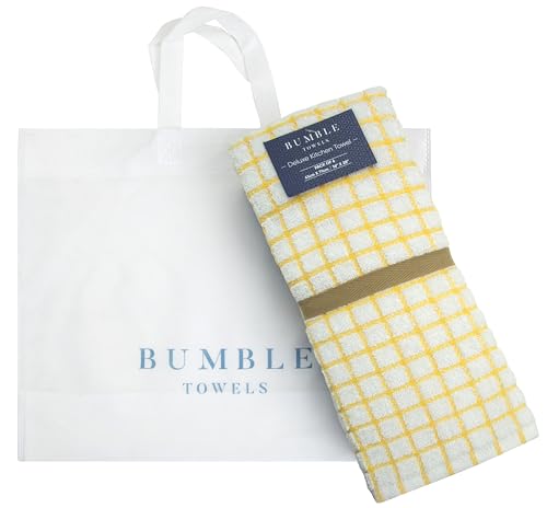 Image of Bumble Kitchen Towels (6 Pack) | 16 inch x 28 inch | 100% Cotton Dish Towels for Kitchen | 380 GSM | Soft, Highly Absorbent & Durable Dish Towels with Hanging Loop | Yellow