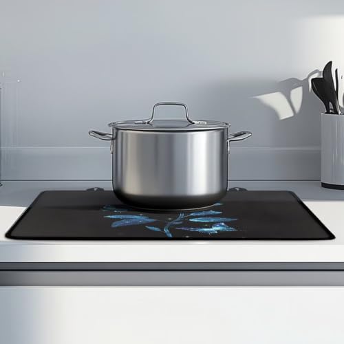 Image of Glass Ceramic Top Stove Cover Anti-Scratch Universal Induction Cooktop Protector Mat Range Covers for Electric Stove with Non-Slip Rubber Backing, 29 x 21 Inch, Rose Butterfly Black