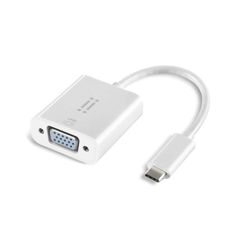 aiino - Adaptador USB-C A VGA - Longitud 15 cm, Compatible con MacBook, conexión con Dispositivos externos: TV, Monitor VGA, proyector - Blanco